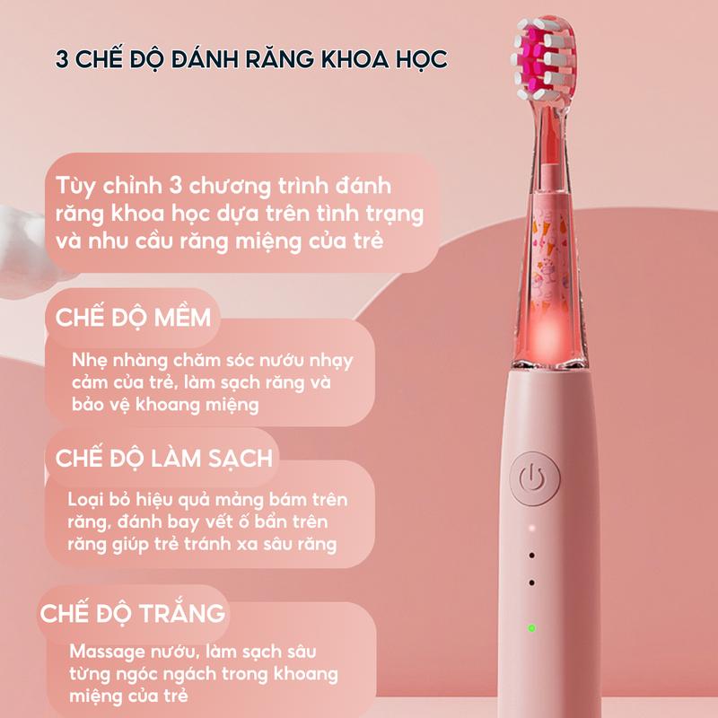 Bàn chải điện trẻ em treVi Kids đầu lông bàn chải mềm mại an toàn cho bé [BẢO HÀNH 12 THÁNG] + Qùa tặng bí mất bàn  chải banchai  dien 6