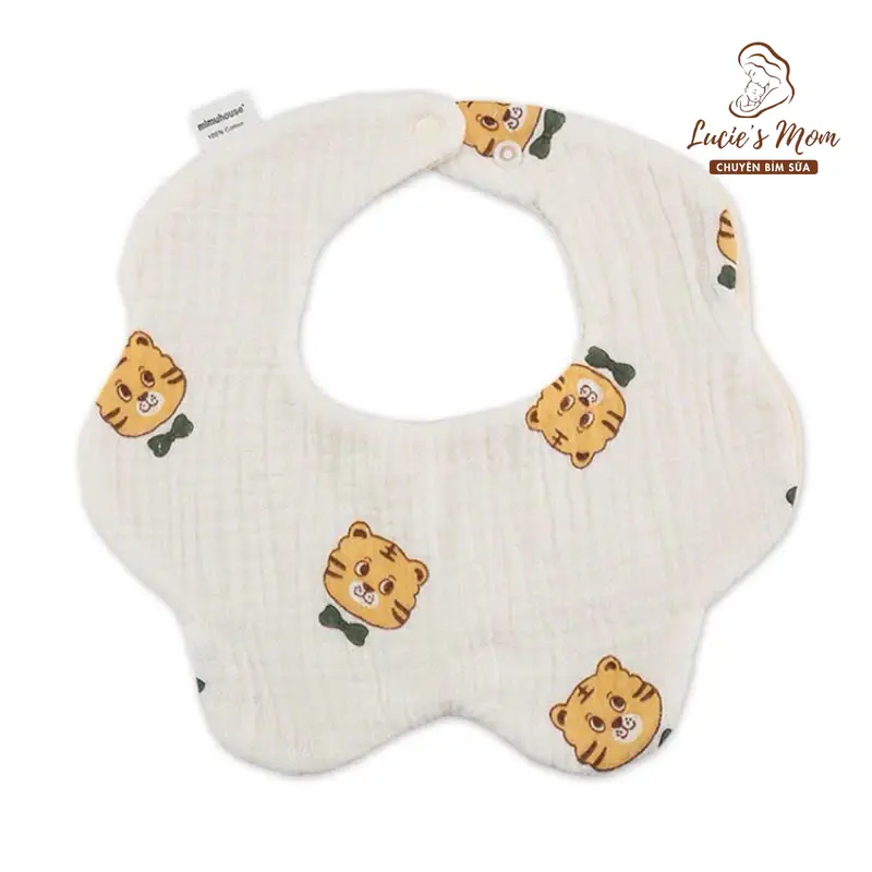 Yếm Xoay Vải Muslin Cao Cấp 4 Lớp Cúc Bấm Hoạ Tiết Siêu Dễ Thương, Thấm Hút Tốt Cho Bé Xô Muslin - LUCIE'S MOM 7