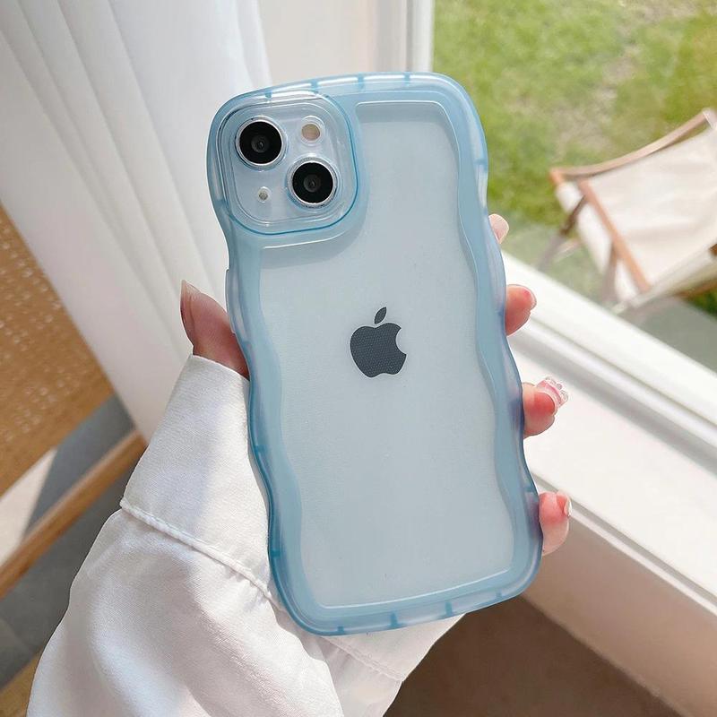 Product Introduction of for iPhone 15 14 13 12 11 Pro Max Mini XS SE 7 8 Plus Case Cute Transparent Curly Wave Hybrid Shockproof Bumper Cover Soft Funda 3