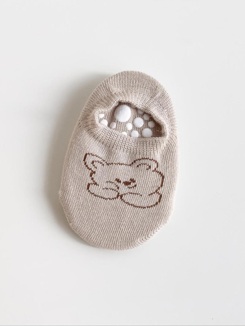 Product Introduction of 5 Pairs Cute Cartoon Bear Print Baby Socks, Comfort Soft Breathable Cozy Anti-slip Floor Socks, Trendy Comfortable and Breathable Soft Ankle Socks for Infant & Toddler 3