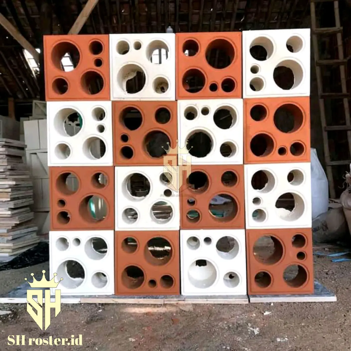 roster beton minimalis 50 pcs pagar motif bubble