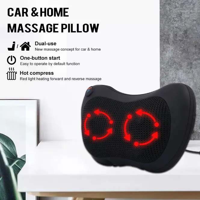 Bantal Pijat Elektrik Leher Kaki Tangan Pungung Betis Alat Bisa Untuk di Mobil / Massager Device for Head, Neck, Hand, Legs Shiatsu Massage Hitam Orang Tua Terapi 2