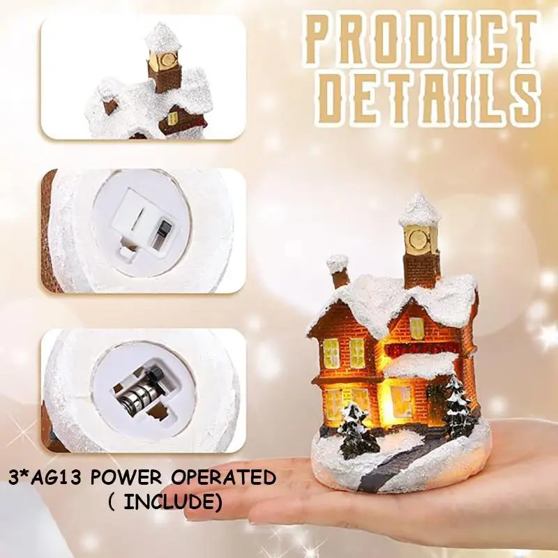 Christmas Winter Village House Design LED Light, Battery Required Christmas House Ornament Light, Indoor Decoration for Home Living Room Bedroom, Christmas Gifts, Santa Presents (Without Battery), Home Decor 8
