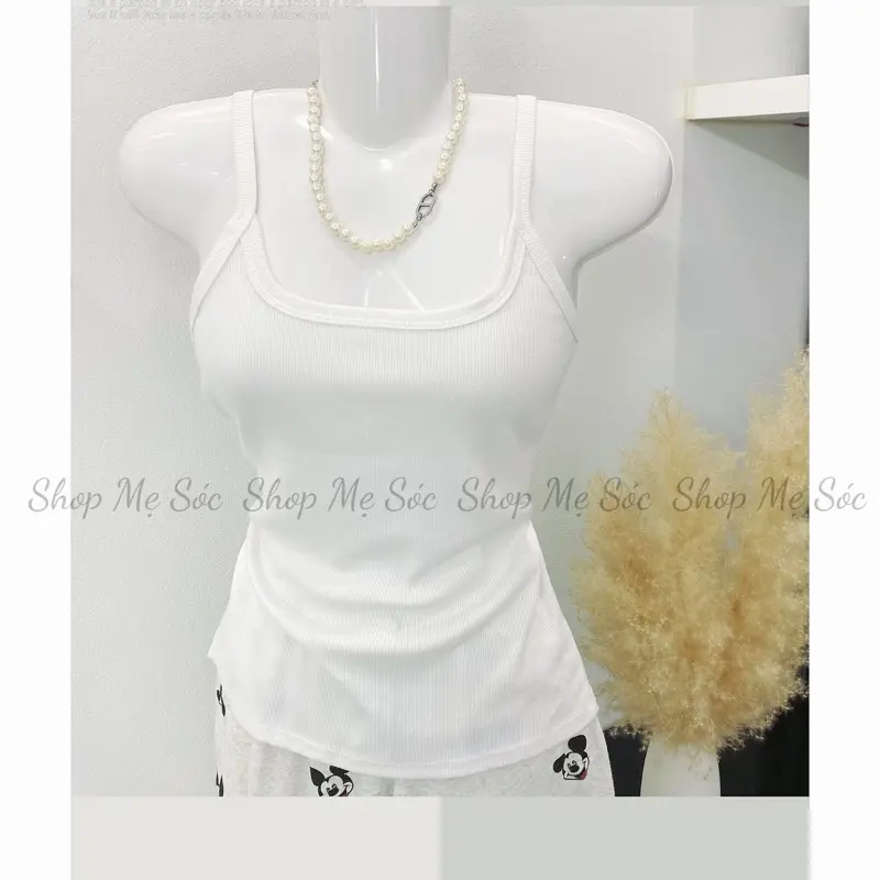 Áo hai dây nữ bản nhỏ , chất Cotton trơn bassic, chất mát lạnh cho nữ co giãn 2