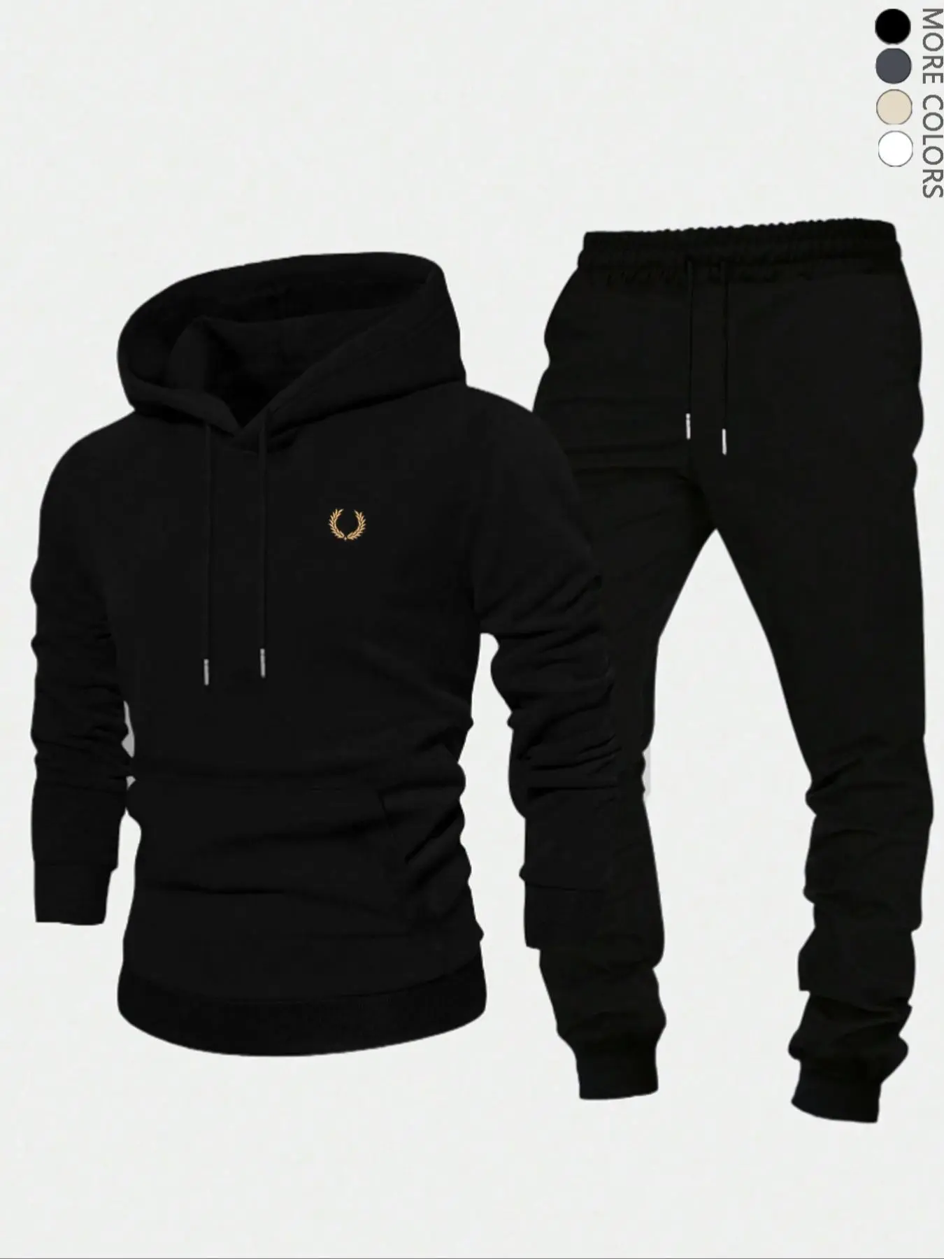 Men's Regular Fit Wheat Spike Print Hoodie & Sweatpants Set, Casual Long Sleeve Hooded Sweatshirt & Jogger Pants, Men's Spring & Fall Clothes