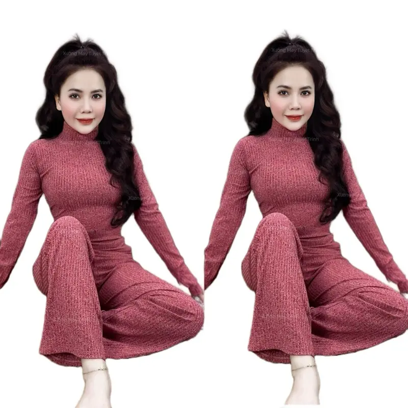Set Bộ CỔ LỌ TAY DÀI -QUẦN SUÔNG, Chất liệu vải tiêu dày dặn , Đồ Bộ Nữ Top Women, Size từ 35-78kg 3