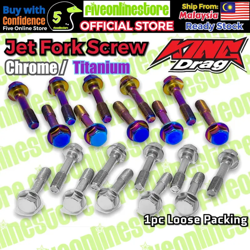Fork Screw Lower Titanium Chrome Jet Skru Turun Fork Special Size Y15 Y16 LC135 VF3i RS150 RSX RSX150 EX5 Wave Dash