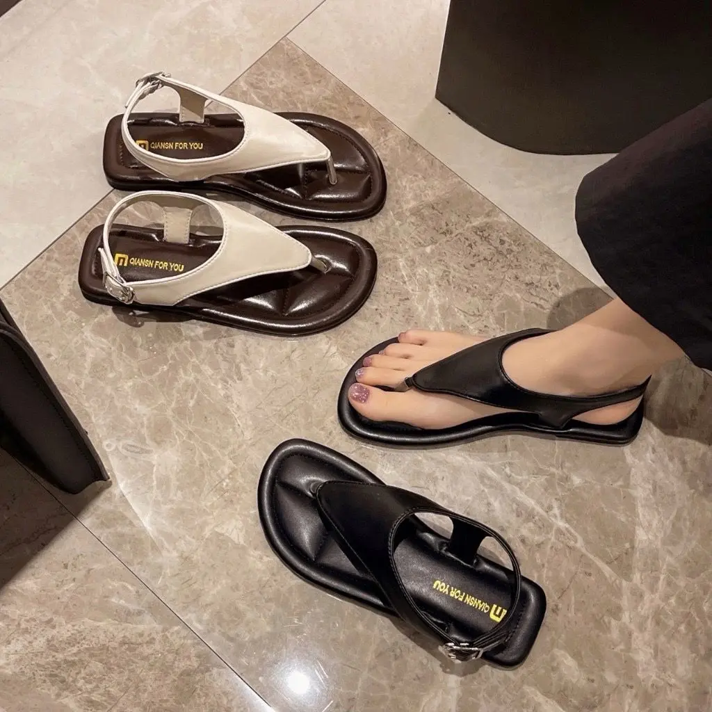 Sandal da mịn 1 bản quai kẹp ngón đế bệt mềm dẻo