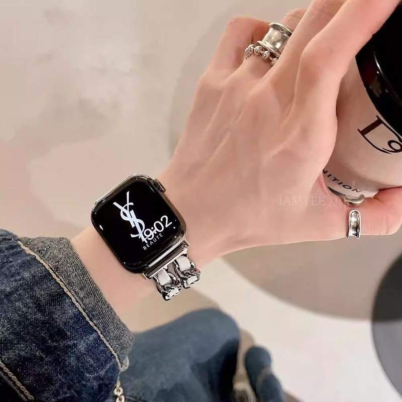 Genuine Leather Watch Straps for iWatch 10 9 8 7 6 SE 5 4 3 21Metal Double D Women's Elegant Watch Band 49mm 38mm 40mm 41mm 42mm 44mm 45mm for iwatch Bracelet 2