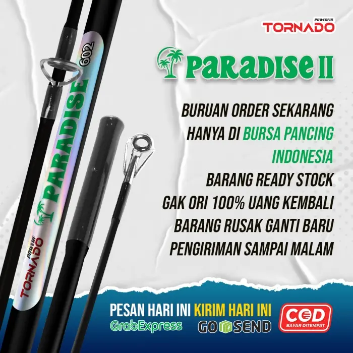 Joran Tornado Paradise II Fiber Solid Full Eva Garansi 1 Tahun - 502 150CM 4