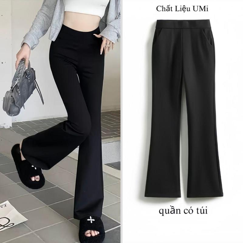 Quần Legging Ống Loe Cạp Chun Chất Umi Tôn Dáng Xinh Nữ Cotton Women Ong Pants