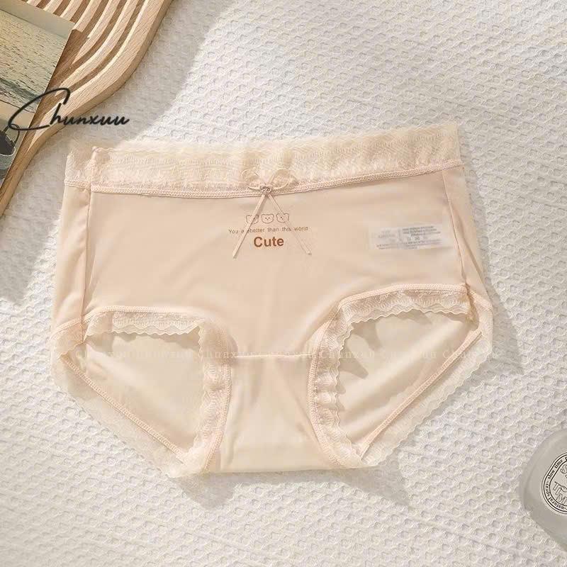 MUA 5 TẶNG 1 - MUA 10 TẶNG 2 Quần Lót Nữ Cao Cấp Q22317 Chất Lụa Phối Chữ Đính Nơ Mềm Mại Viền Cạp Ren - Thủy Bikini Women