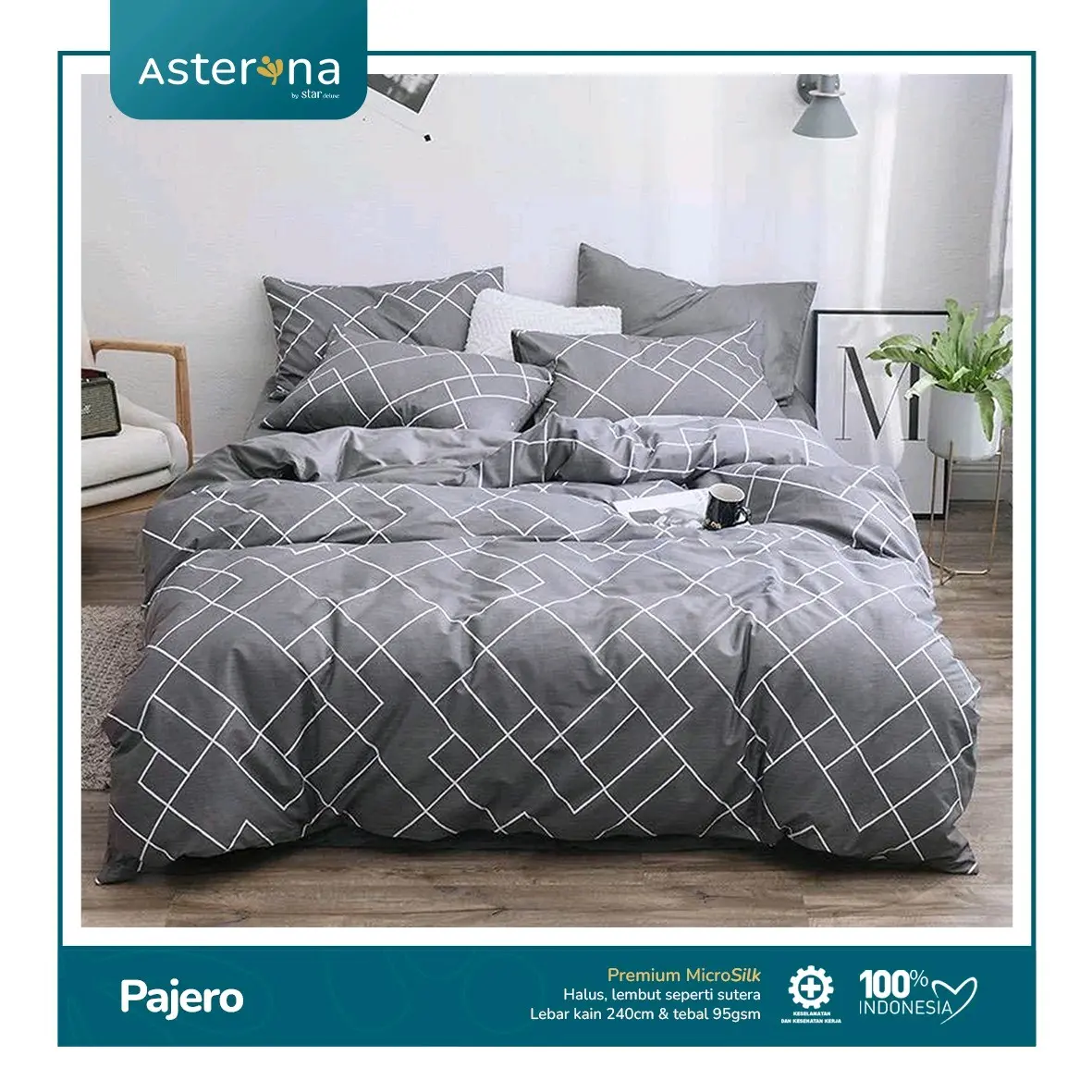Bedcover set pajero grey mix polos abu