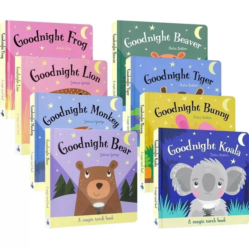 High Quality [S] Magic Torch Book Goodnight Lion/Bear/Monkey/Frog/Goat/Dog/Bun/Tiger/Koala By Joshua George