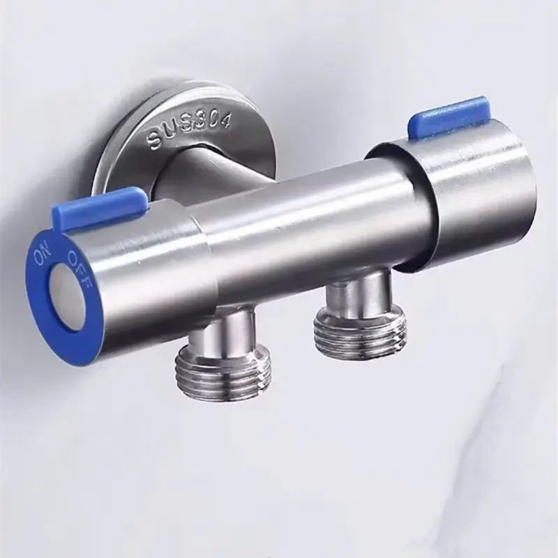 Van khóa nước đơn nóng hoặc lạnh thép không gỉ 304 van tay đỏ xanh 2 đầu ra van nước đa năng 2 cổng xả ren 21 voinuoc  xoay van  chuyển 0