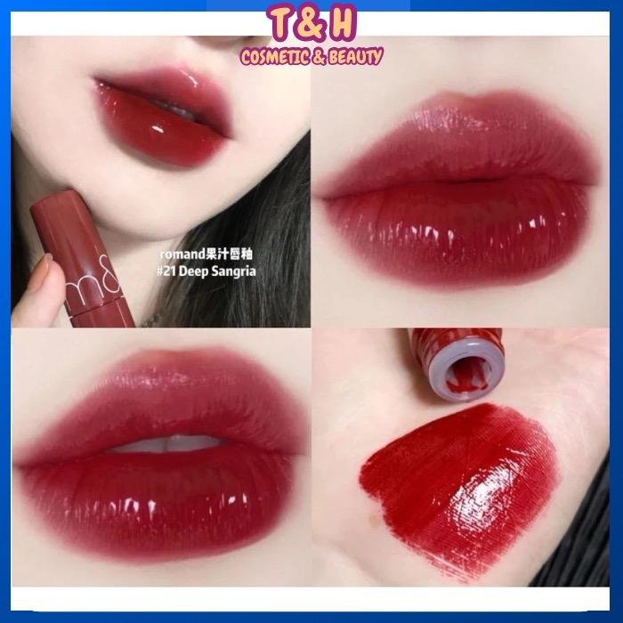 Son Tint Bóng Romand màu 21 đỏ mận Cosmetic Trang Điểm Son Môi