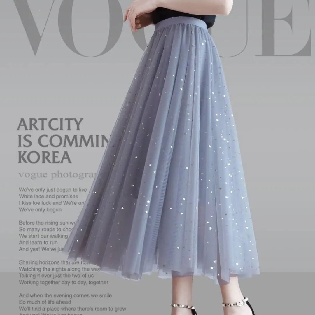 Váy Gạc Kim Sa Cạp Cao, Chữ A, Dài Trung Bình Váy Cổ Tích Dễ Phối Đồ Dáng Ôm, Hàng Mới Về Mùa Xuân Và Mùa Hè 2020