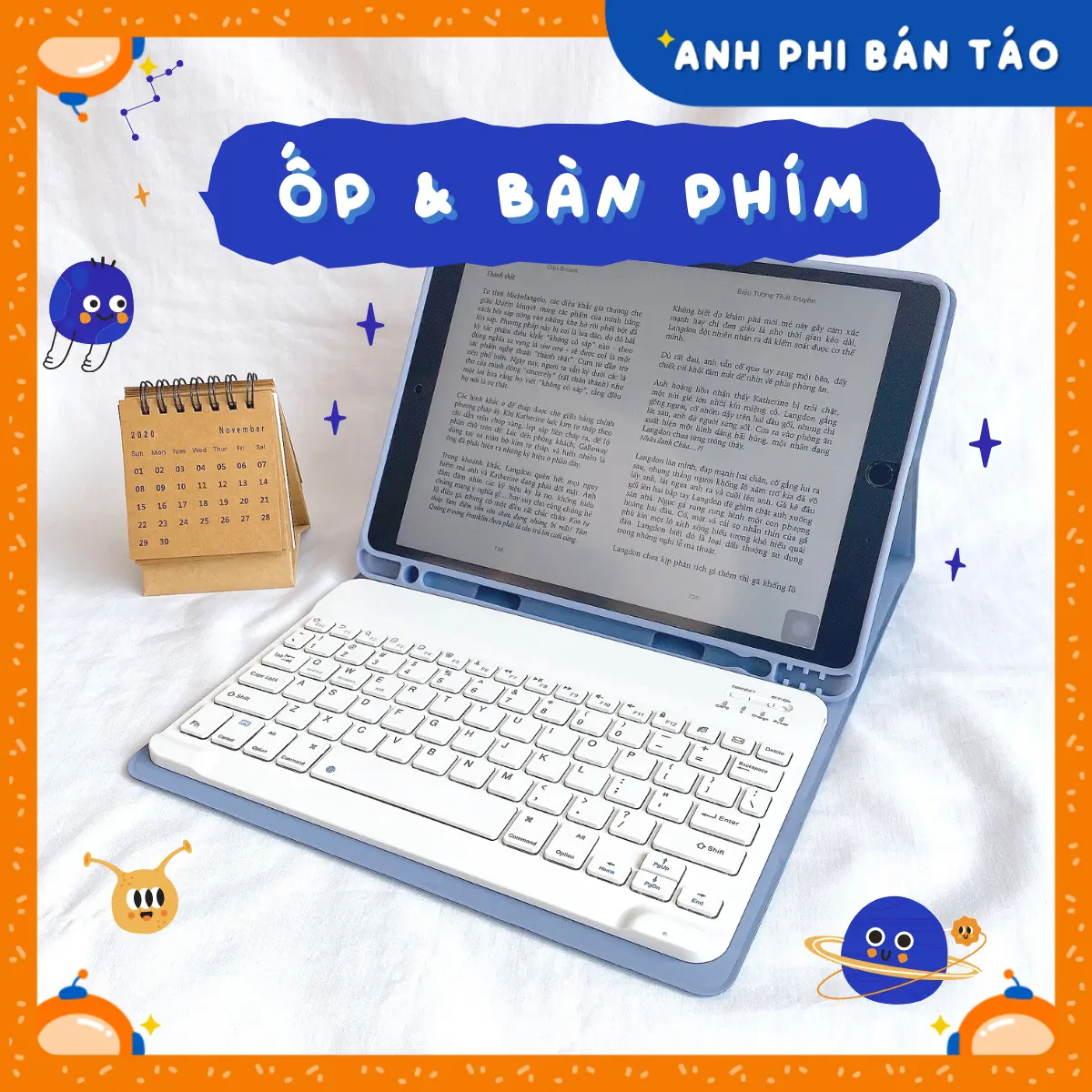 Bao Da Máy Tính Bảng Cao Cấp Kèm Bàn Phím Bluetooth Chính Hãng