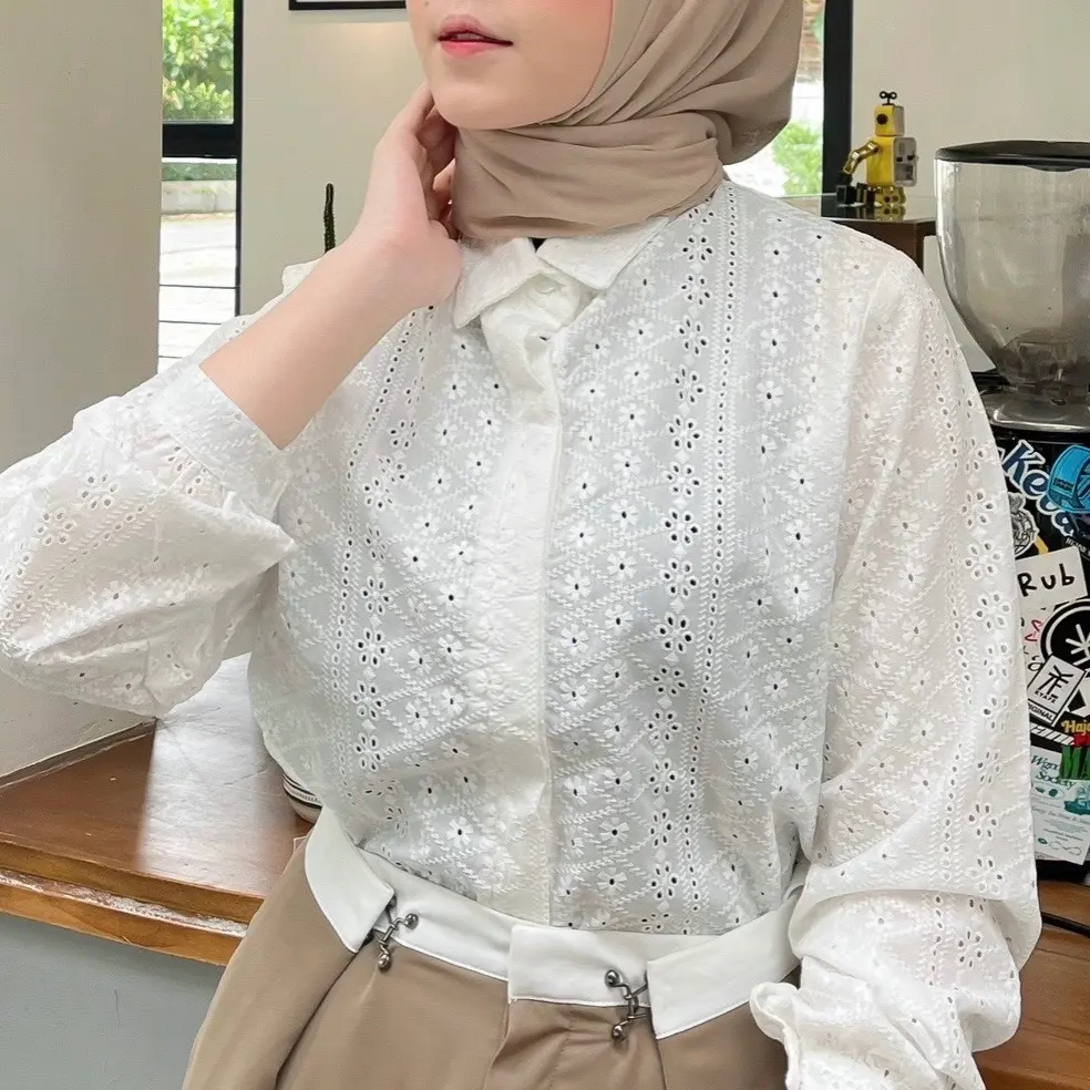 (Tanpa Furing) Fiore Embroidery Shirt / Cotton Embroidery