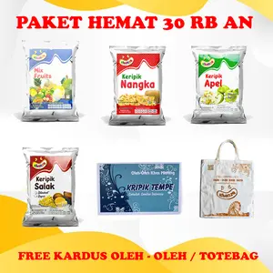 PAKET KRIPIK BUAH 30 RIBUAN NANGKA APEL SALAK PISANGCOKLAT FREE KARDUS OLEH-OLEH Camilan Coklat