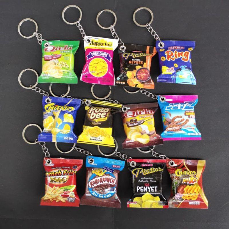 Gantungan Kunci Snack Panjang Cemilan Makanan Ringan / Ganci Keychain Souvenir Bentuk Snack Besar 4