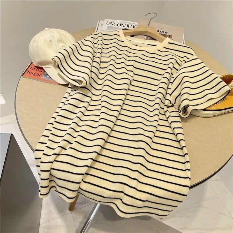 Product Introduction of Áo Thun, Chất Liệu Cotton, Ngắn Tay, Họa Tiết Sọc Đơn Giản, Quần Áo Nữ Mùa Hè Mới, TX104 A29J0WB Women Top Sọc Kẻ Voi Tim Voan 14