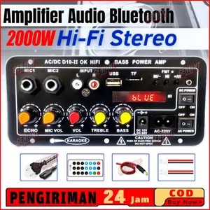 2000W Amplifier Bluetooth Super Bass Modul Power Amplifier Speaker 12V 24V 220V Stereo Hi-Fi Portable Car Home Audio Modul Bluetooth AMP Power Amplifier 2.0 2.1 Channel Bass Treble Volume Adjustable Music Sound System