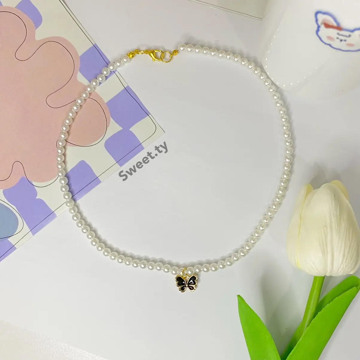 Necklace mutiara | kalung mutiara | kalung butterfly | kalung korean style
