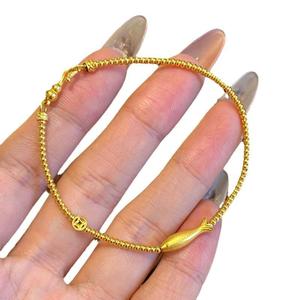 สร้อยข้อมือ Croaker สีเหลืองขนาดเล็กสไตล์ระเบิดแฟชั่นหรูหราสร้อยข้อมือลูกปัดกลมสีทองทั้งหมด สร้อย แฟชั่น