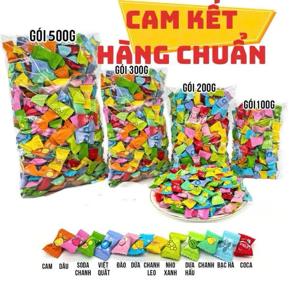 Kẹo ngậm trái cây VitaminC mát lạnh bạc hà thơm miệng Chinh hang Xiao Ke Ao La Quyền Béo Food gói 100g, 300g, không socola  nama socola  nama socola  tươi kẹo trái cây