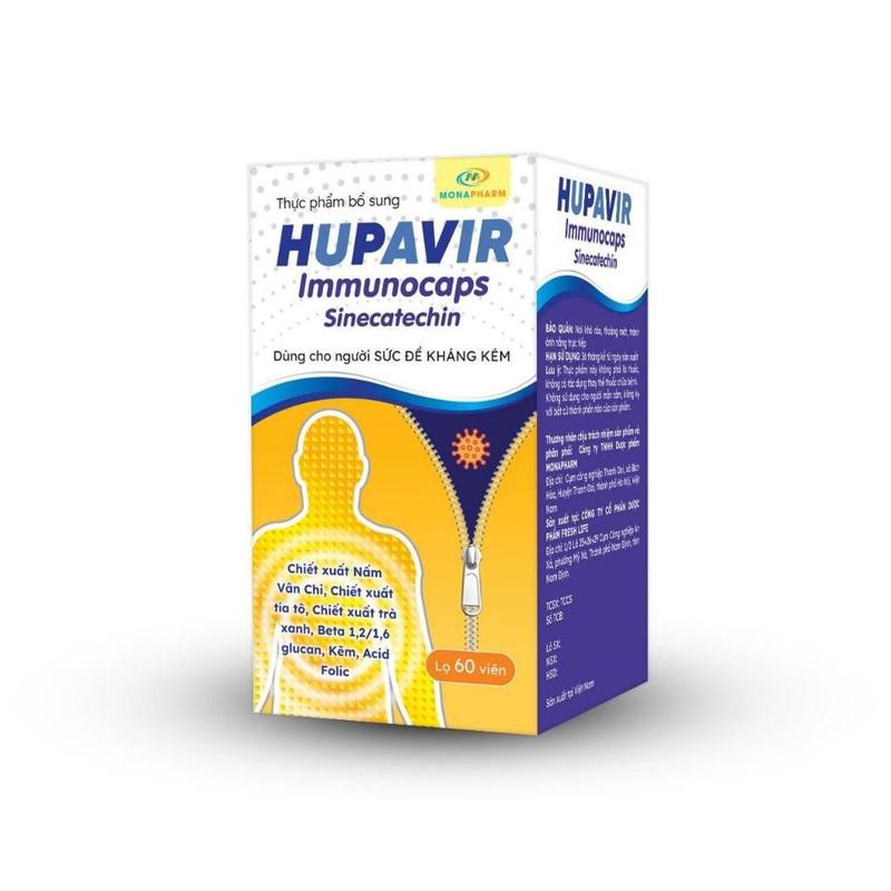 [Che tên] Viên uống Hupavir Immunocaps tăng đề kháng hộp 30/ 60 viên - Hỗ trợ tăng đào thải hpv, sùi mào gà cho nam và nữ