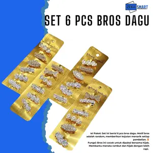 Bros Dagu Logam 6 Pcs Emas Silver Grosir