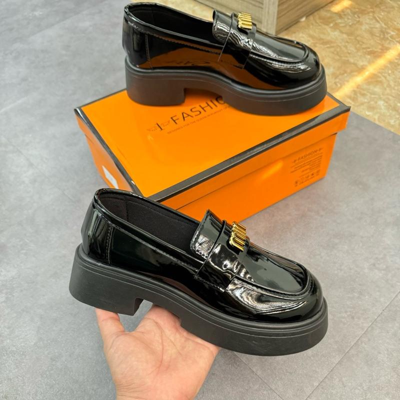 (Lùi 1 size) Giày Đốc nữ da cao cấp chất da mềm Min Cao Su Shoes Jean, hàng QC full Box