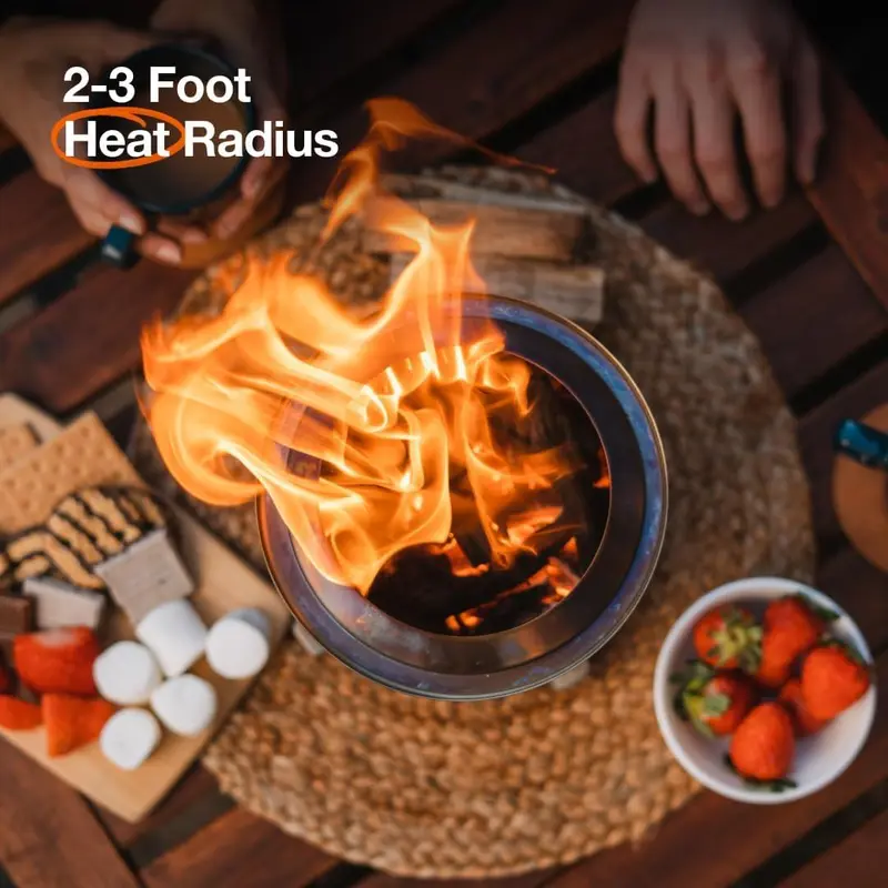 Portable Fire Bowl with Stand, Stainless Steel Decorative Fire Pit for Camping, Outdoor Modern Desktop Fire Bowl for Camping, Party, Picnic, Tabletop Fire Pit 2