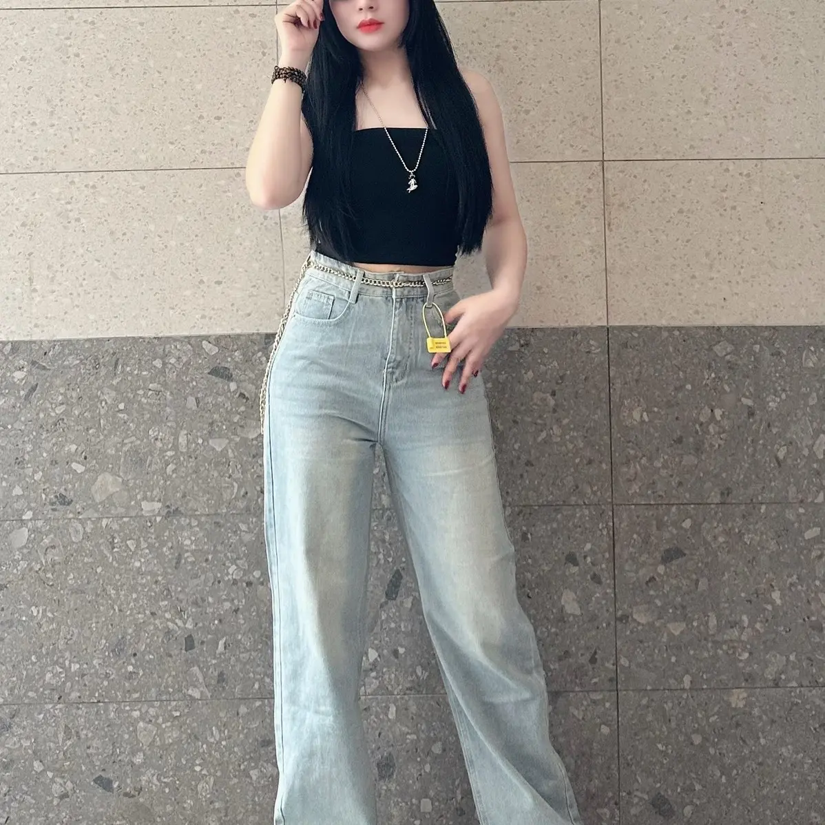 Quần Jeans Nữ Suông Trơn Xanh Nhạt (S-2XL) Vải QC Mềm VM3369 Woment Pants - V.M Kem | BigBuy360 - bigbuy360.vn Quần Jeans Nữ Suông Trơn Xanh Nhạt (S-2XL) Vải QC Mềm VM3369 Woment Pants - V.M Kem | BigBuy360 - bigbuy360.vn
