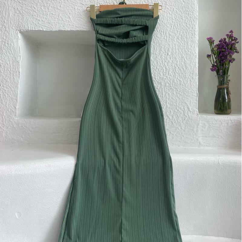 Body yếm dây sau sẻ tà (có mút) Nữ Dress - Freesize 52kg - Hồng - Women 2