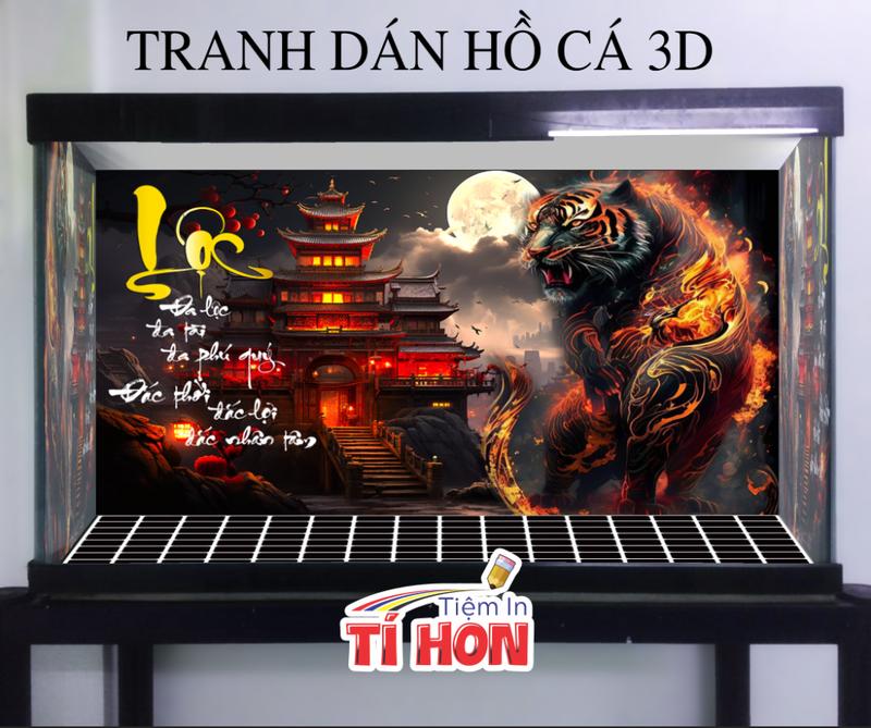 Tranh Dán Bể Cá Mặt Sau - Decal Dán Hồ Cá - Tranh 3d Dán Hồ Cá Thư Pháp Chữ Lộc