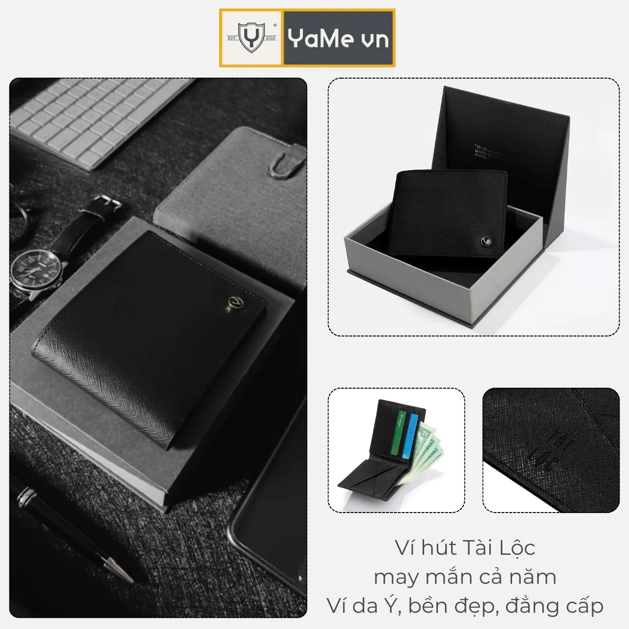 Ví Da Nam Cao Cấp Dáng Ngang Y2010 Bóp Đựng Tiền Đựng Thẻ ATM Kèm Hộp Sang Trọng BST Tài Lộc 03 22434 |YaMe|