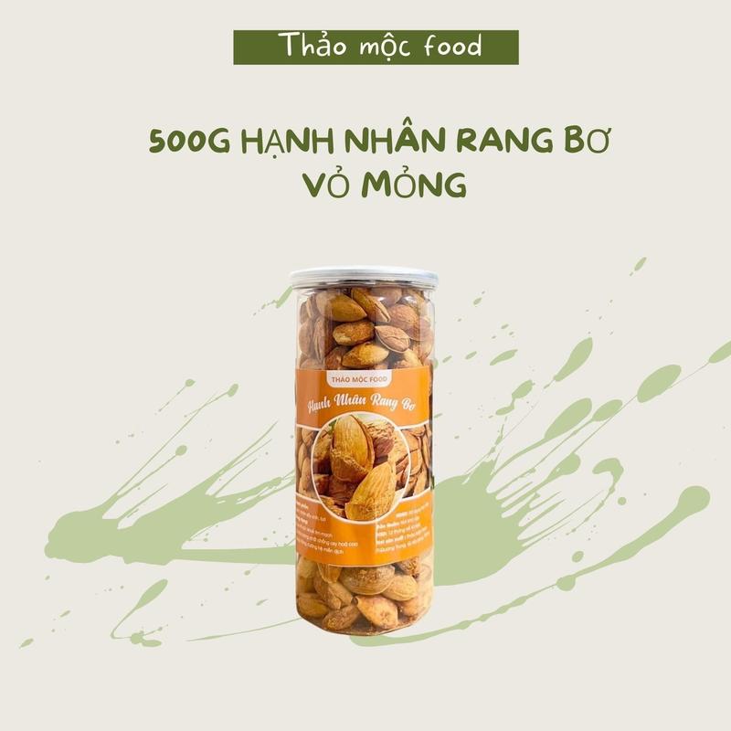 500g Hạnh nhân rang bơ vỏ mỏng TẾT [Thảo Mộc Food] Snack Nuts Hữu cơ Không đường Ăn Vặt Thức Ăn