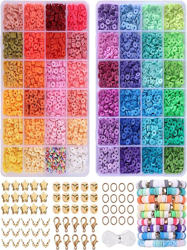 Summer 2024 Clay Beads As Kids Stocking Fillers, Simple Diy Jewelry Making Kit for Bracelet Necklace Making, Diy Fashion Kawaii Jewellery Accessories Kit for Developing Your Kids Skills, Vintage Jewelry Jewelry Set for Women 1