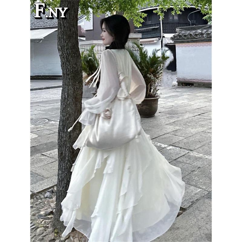 áo sơ mi tay phồng kèm váy Váy Katherine, Swlady, Màu Mơ, Dài Tay, Cổ Chữ V, Váy Eo, Dành Cho Nữ, Váy Công Chúa Dress Nhung 6
