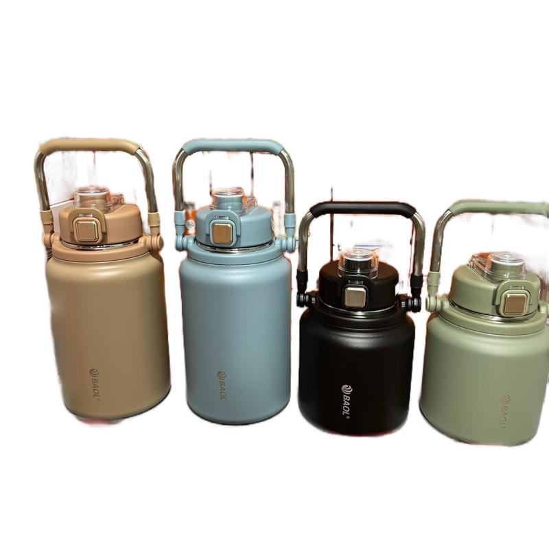 Bình giữ nhiệt Y17 có 2 đầu ống hút, mẫu mới , dáng lùn , dung tích 1200ml và 1800ml, Có quai sách tiện lợi inox 304 cao cấp hãng BAOL binh giunhiet