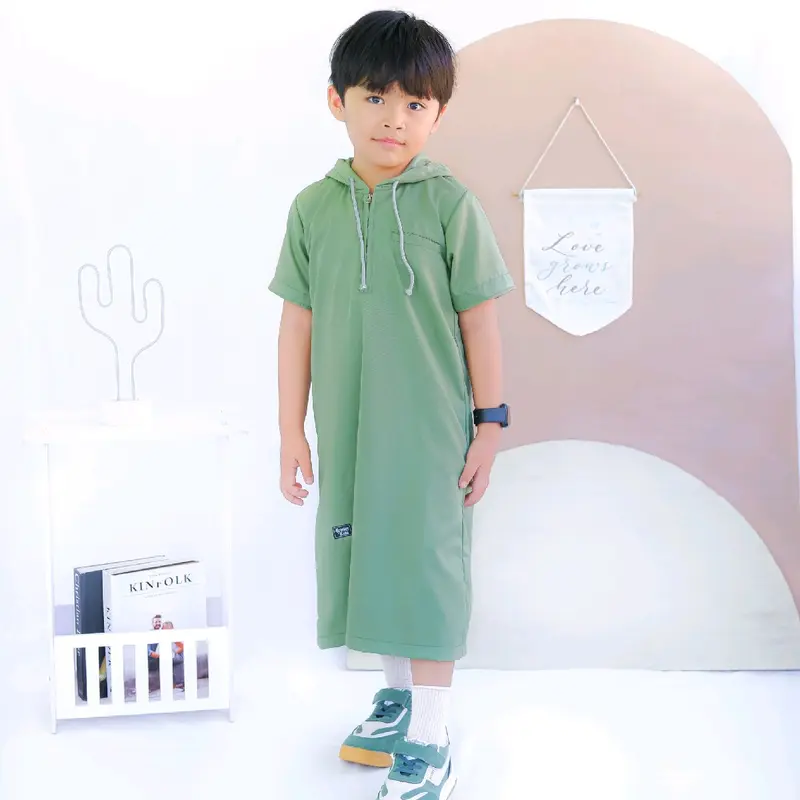 jubah hoodie gamis anak hodie anak azka Muslim Koko Cowok Baju Kurta 3