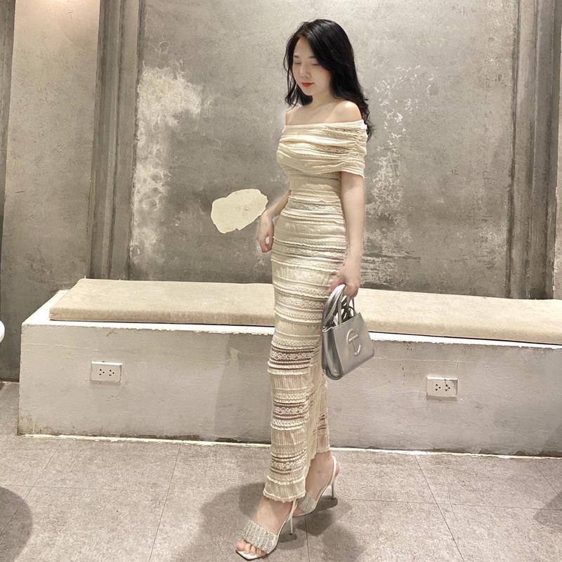 Váy Body Ren Trễ Vai Dáng Dài Thiết Kế Sang Chảnh Váy Dự Tiệc Đám Cưới Women Dress 2