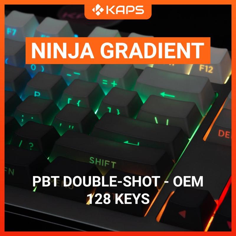  Keycap Ninja Gradient PBT xuyên led profile OEM in double-shot 128 nút cho bàn phím cơ layout 108 104 98 87 84 75 