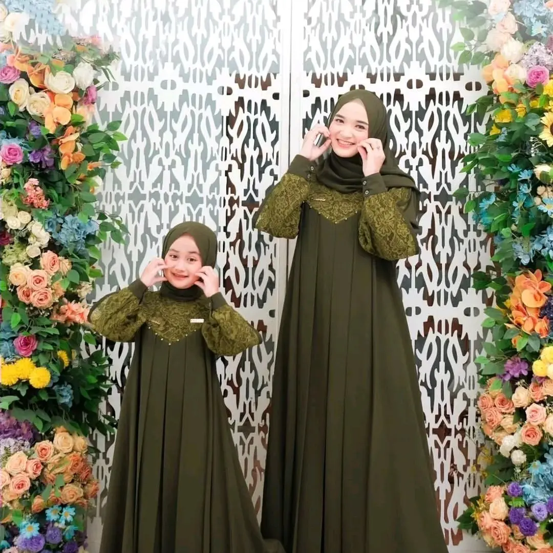 inara couple kids and mom/ gamis cuople bunda dan anak terbaru/ gamis set Khimar terlaris