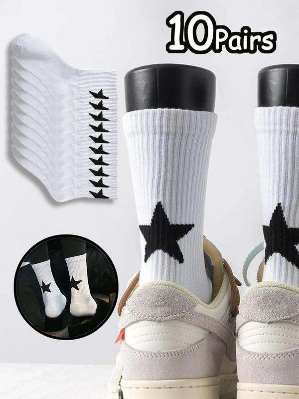 Unisex Star Print Over The Calf Socks, Casual Comfy Breathable Socks for Daily Wear, Men's Socks for All Seasons 6