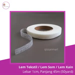 Lem Tekstil, Lem Som, Perekat Kain Bolak Balik, Perekat Kain 2 Sisi, Lebar 1cm, Panjang 50 Yard Per Roll