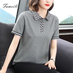 New Mom Summer Chic Base Polo Shirt Women'S Fit And Thin Short Sleeve Lapel Top Ladies Casual Shirts Korean Style