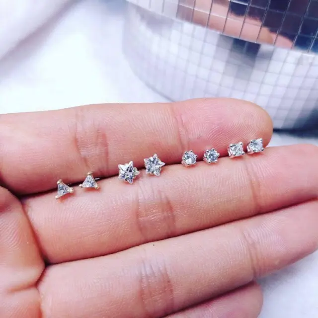 Khuyên tai bạc nữ TLEE sao đá sang trọng TLEE JEWELRY B0299 1